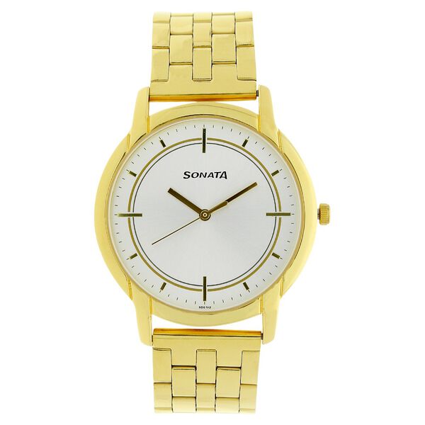 Sonata Quartz Analog Silver Dial Stainless Steel Strap Watch for Men - image number 0