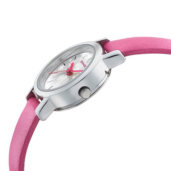 Sonata Floral Folkart Silver Dial Women Watch With Leather Strap - image number 2