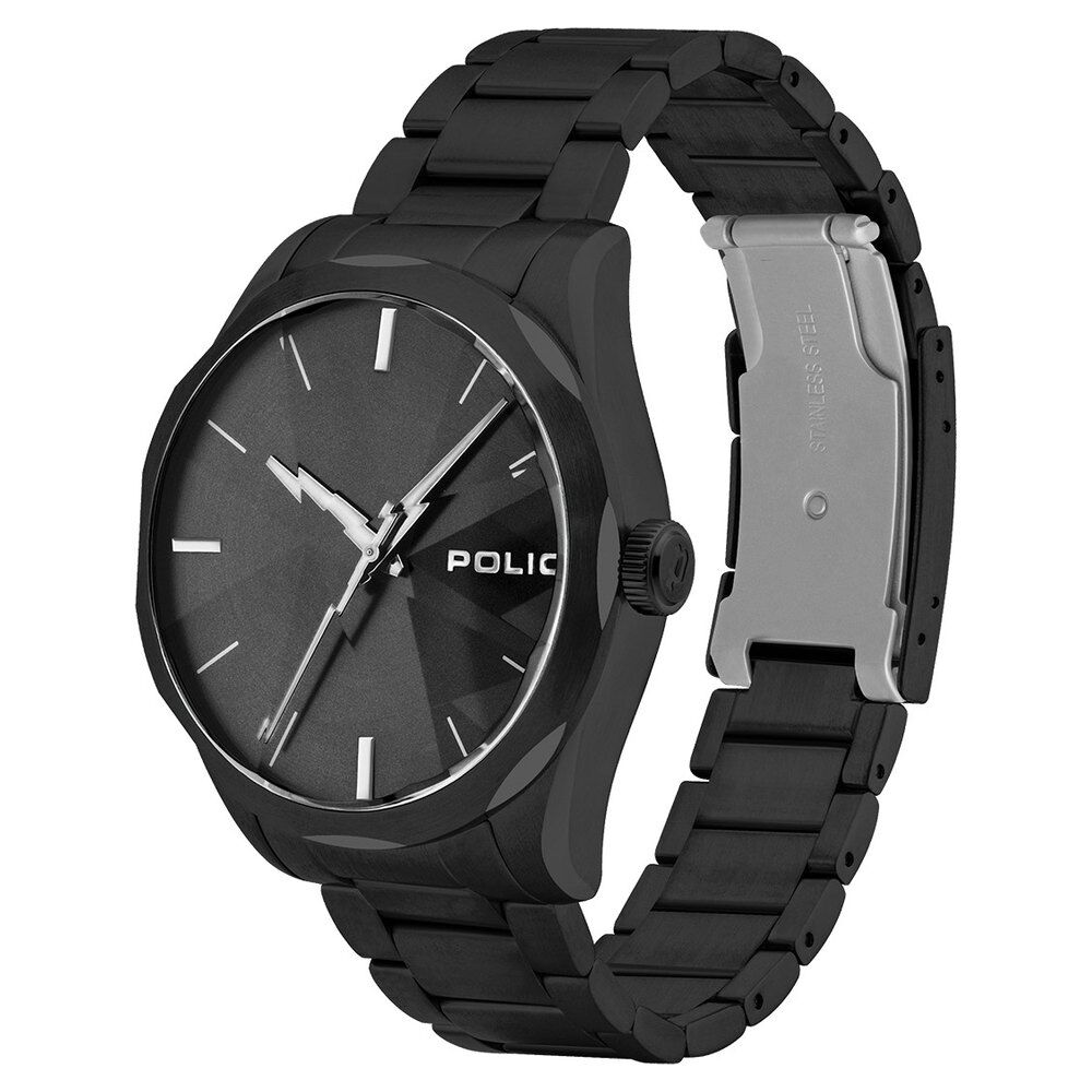Police Quartz Analog Black Dial Metal Strap Watch for Men