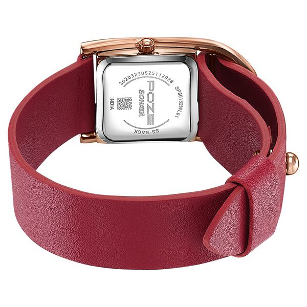 Sonata Poze Quartz Analog Red Dial Red Leather Strap Watch For Women - image number 6