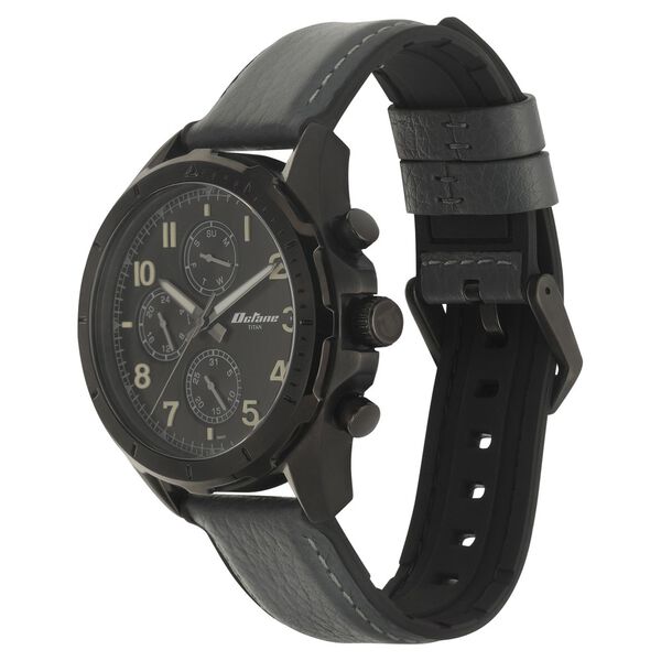 Titan Quartz Multifunction Black Dial with Silicone & Leather Strap watch for Men - image number 2