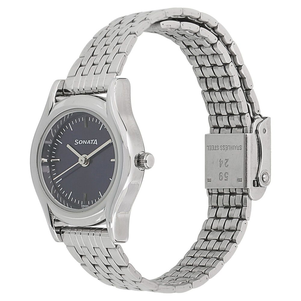 Buy Online Sonata Essentials Blue Dial Women Watch With Stainless Steel Strap ns87020sm01 Titan