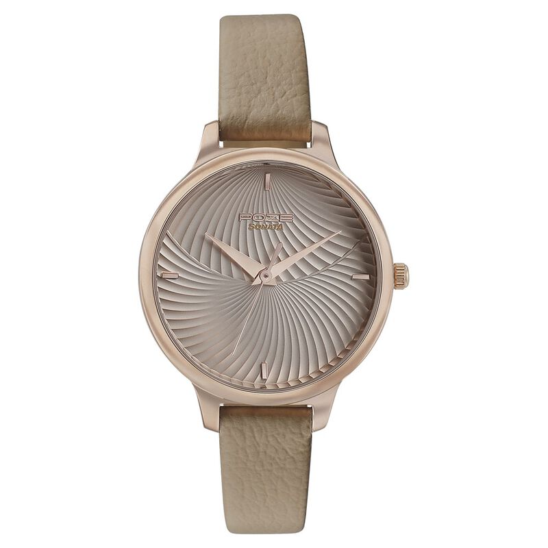 Poze by Sonata Quartz Analog Pink Dial Leather Strap Watch for Women