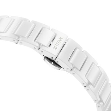 Titan Edge Ceramic Quartz in Arctic White Dial Watch for Women