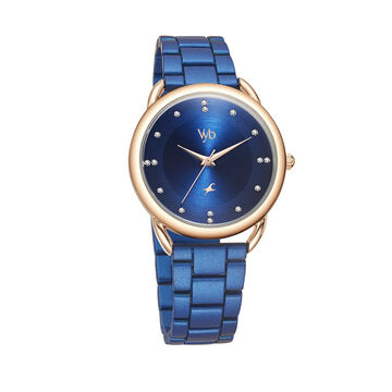 Fastrack Vyb Charmer Quartz Analog Blue Dial Stainless Steel Strap Watch for Girls