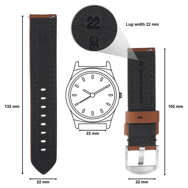 22 mm Tan Genuine Leather Straps for Men - image number 1