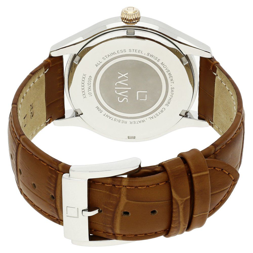 最新の激安 Buy Online Strap Leather Brown Date with Analog Swiss Xylys コミック・アニメ