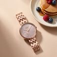 Poze Poze Quartz Analog Beige Dial Rose Gold Metal Strap Watch For Women - image number 0
