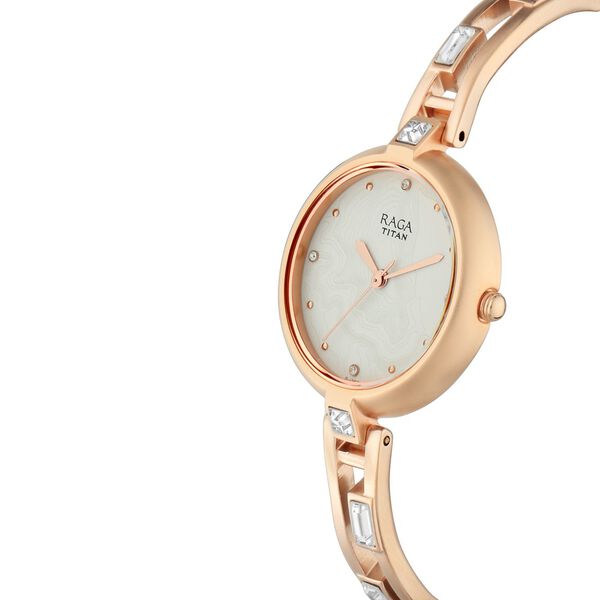 Titan Raga I Am White Dial Women Watch With Metal Strap - image number 1