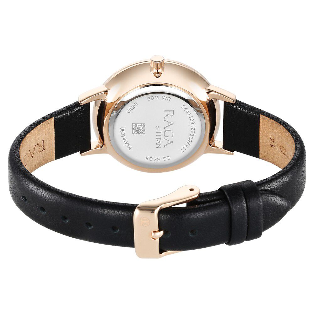 Buy Online Titan Raga Showstopper Quartz Analog Mother Of Pearl Dial Leather Strap Watch for Women 95274wl01 Titan