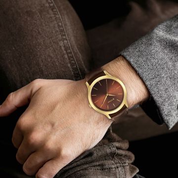 Titan Karishma Radiance Brown Dial Analog Leather Strap watch for Men