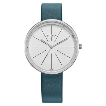 Titan Stackables Quartz Analog White Dial Leather Strap Watch For Women