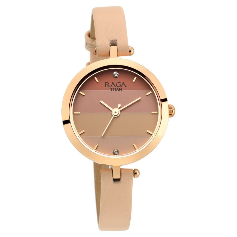 Raga Women's Blossom Elegance Pastel Pink Dial & Leather Grace Watch - image number 1