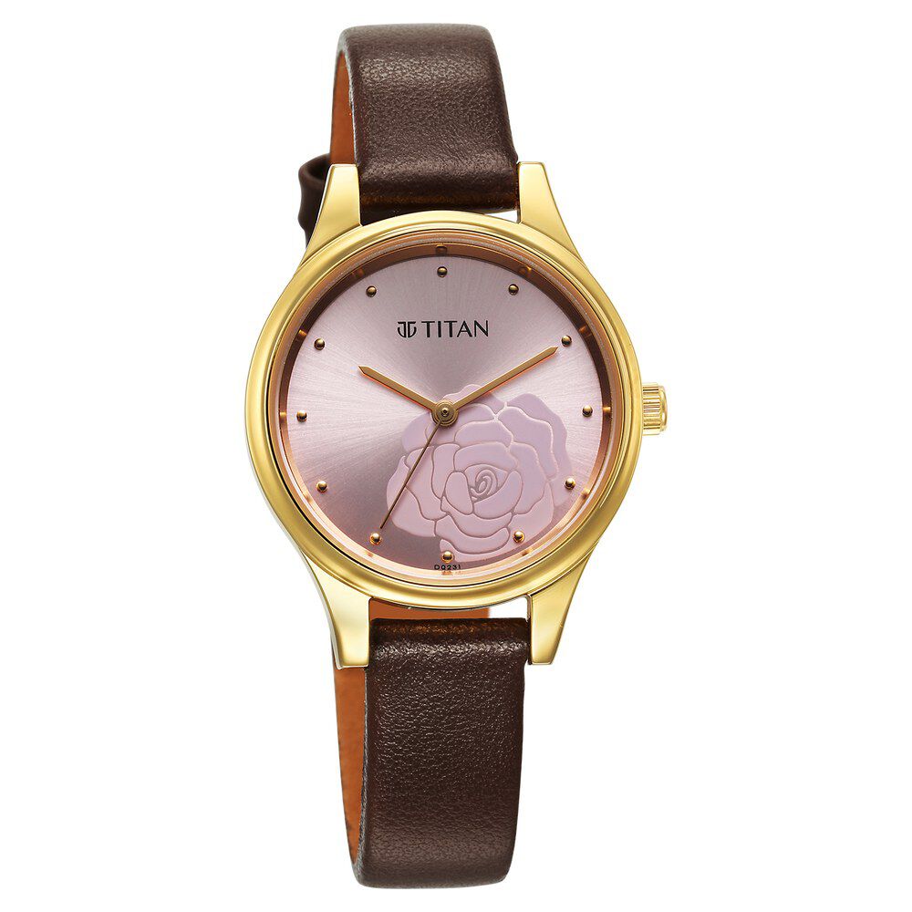 Buy Online Titan Karishma Quartz Analog Pink Leather Strap for Women 2679yl02 Titan