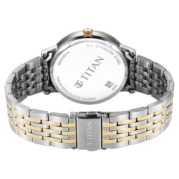 Titan Elegance Analog with Date by Hand and Blue Dial Stainless Steel Two Toned Strap Watch for Men - image number 6