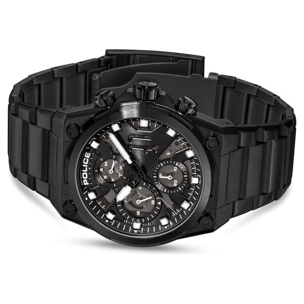 Police Multifunction Black Dial Black Stainless Steel Strap Watch For Men - image number 2