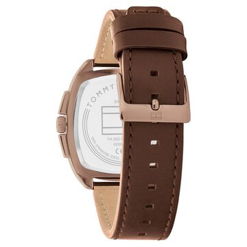 Tommy Hilfiger Quartz Multifunction Green Dial Brown Leather Strap Watch for Men