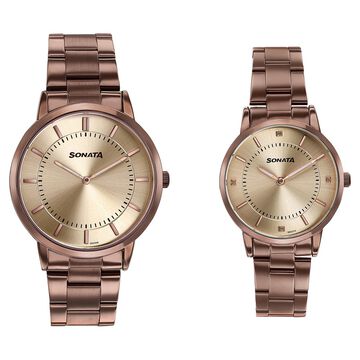 Sonata Soulmates Champagne Dial Couple Watch