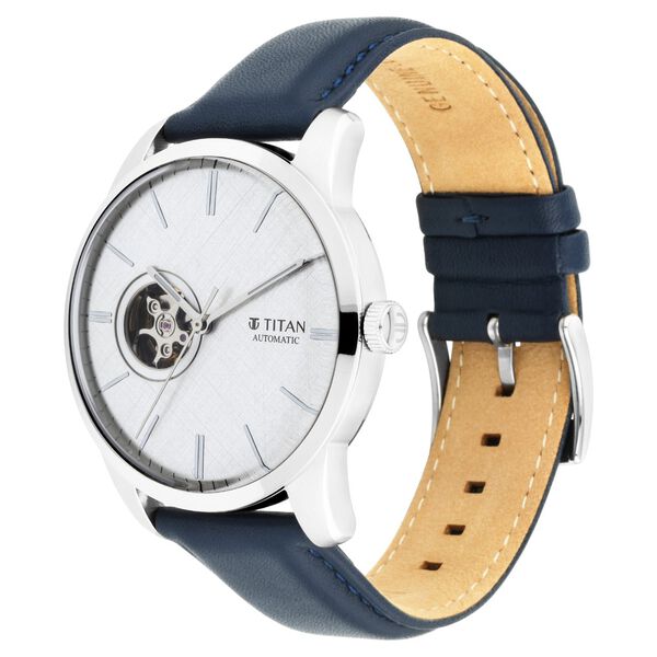 Titan Automatics Silver Dial Blue Leather Strap Watch For Men - image number 2