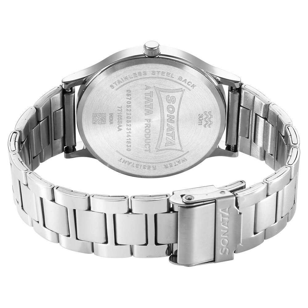 Sonata Aspire Quartz Analog Silver Dial Stainless Steel Strap Watch for Men