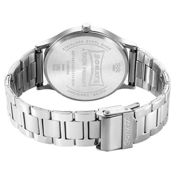 Sonata Aspire Quartz Analog Silver Dial Stainless Steel Strap Watch for Men