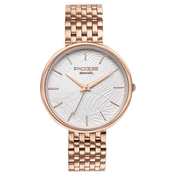 Sonata Poze Quartz Analog White Dial Stainless Steel Strap Watch For Women - image number 1