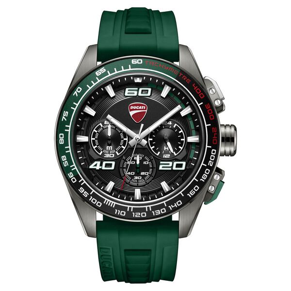 Ducati Quartz Chronograph Black Dial Green Silicone Strap Watch For Men - image number 0