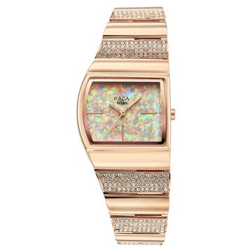 Titan Raga Opalesque Quartz Analog Multicoloured Dial Rose Gold Metal Strap Watch For Women