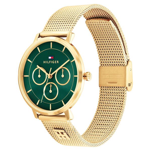 Tommy Hilfiger Quartz Multifunction Green Dial Golden Stainless Steel Strap Watch For Women - image number 1
