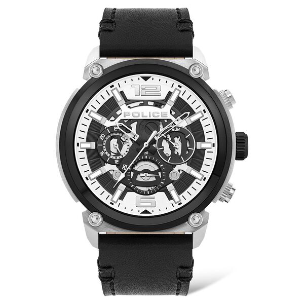 Police Quartz Multifunction White Dial Leather Strap Watch for Men - image number 0