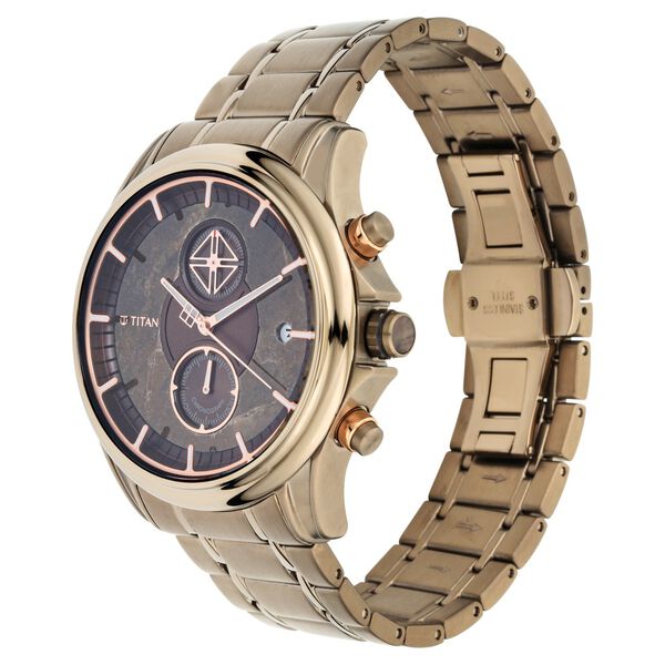 Titan Grandmaster Brown Dial Chronograph Stainless Steel Strap watch for Men - image number 3