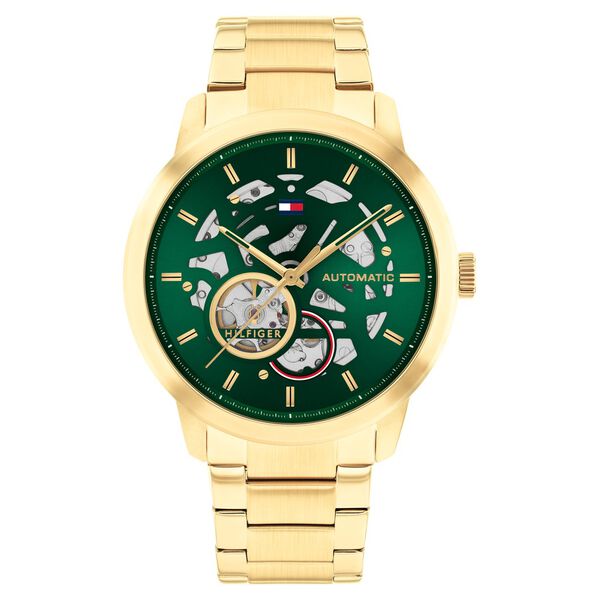 Tommy Hilfiger Automatic Green Dial Stainless Steel Strap Watch For Men - image number 0