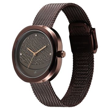 Fastrack Gelato brown multifunction metal strap watch with Chocolate dial for Girls