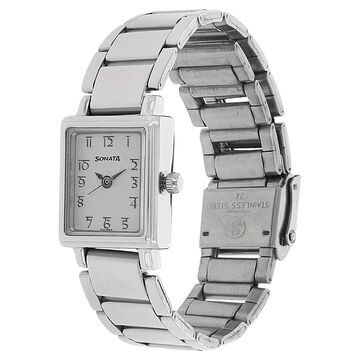 Sonata Quartz Analog Silver Dial Stainless Steel Strap Watch for Women