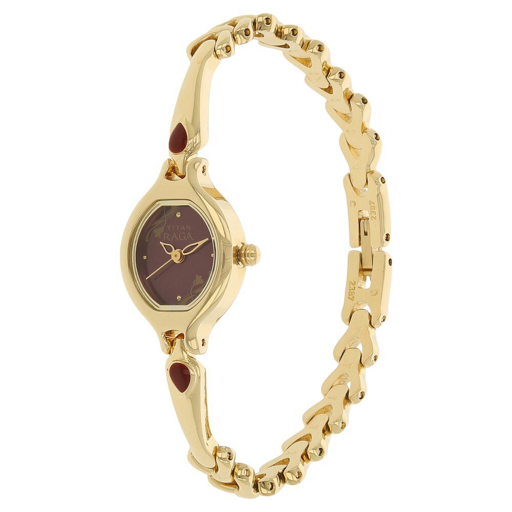 Titan Raga Flora Red Dial Analog Metal Strap watch for Women