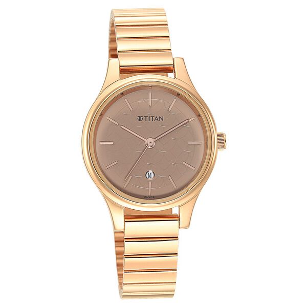 Titan Karishma Brown Dial Metal Strap Watch for Women - image number 1