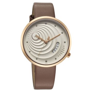 Fastrack Groove Quartz Analog with Date Grey Dial Girls Leather Watch