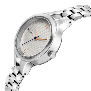 Sonata Workwear White Dial Women Watch With Stainless Steel Strap