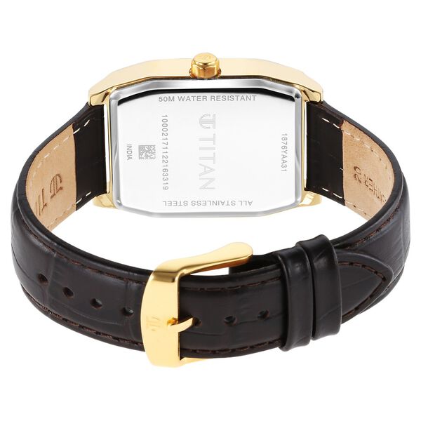 Titan Regalia Opulent White Dial Analog with Day and Date Leather Strap Watch for Men - image number 4