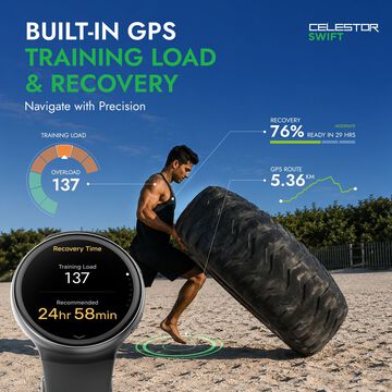 Titan Celestor Swift GPS Smartwatch with Advanced Badminton Mode, Zone Based Training ,AI Brief & Titan Q-Beige