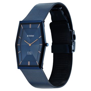 Titan Edge Whimsey Quartz Analog Blue Dial Blue Stainless Steel Strap Watch For Men