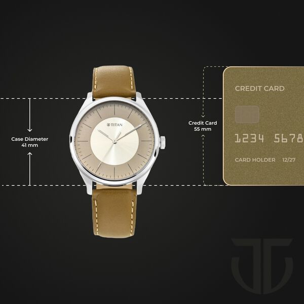Titan Men's Urban Edge Lustrous Gold Dial Leather Watch - image number 2