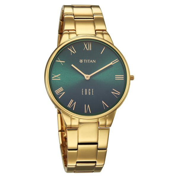 Titan Edge Gleam Quartz Analog Green Dial Golden Stainless Steel Strap Watch For Women - image number 1