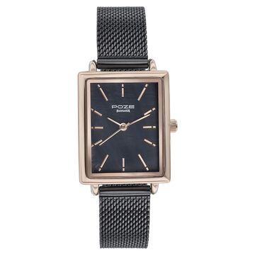 Sonata Poze Quartz Analog Black Mother Of Pearl Dial Black Color Stainless Steel Strap Watch For Women