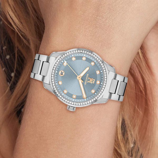 Tommy Hilfiger Quartz Analog Blue Dial Silver Stainless Steel Strap Watch For Women - image number 3