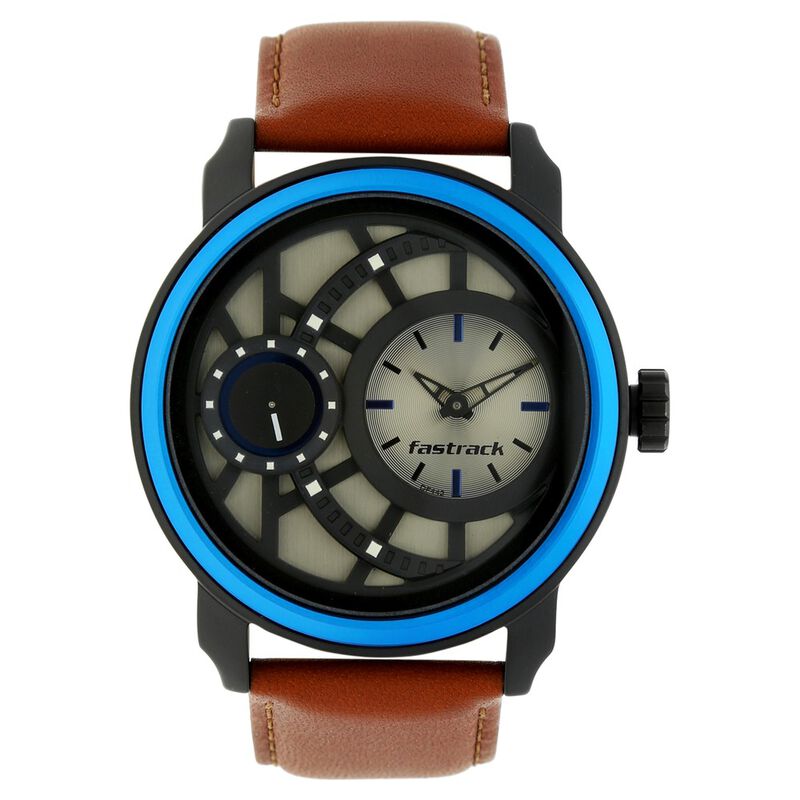 Fastrack Quartz Analog Multicoloured Dial Leather Strap Watch for Guys