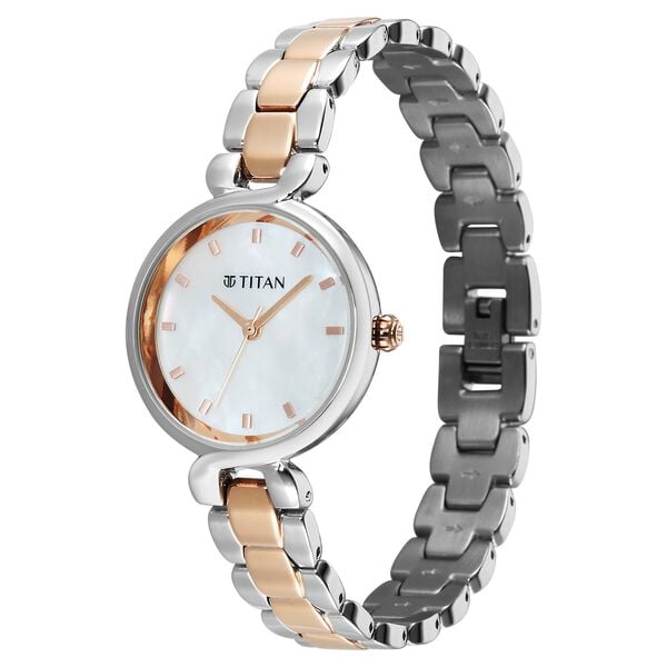 Titan Workday Edit Quartz Analog Mother Of Pearl Dial Two Toned Stainless Steel Strap Watch For Women - image number 2