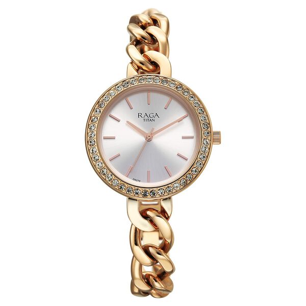 Titan Raga Showstopper Quartz Analog Silver Dial Metal Strap Watch For Women - image number 0