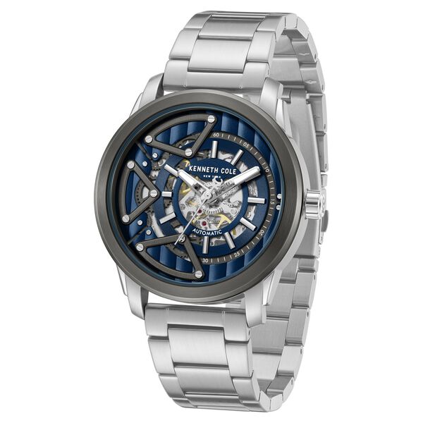 Kenneth Cole Automatic Blue Dial Silver Colour Stainless Steel Strap Watch For Men - image number 1