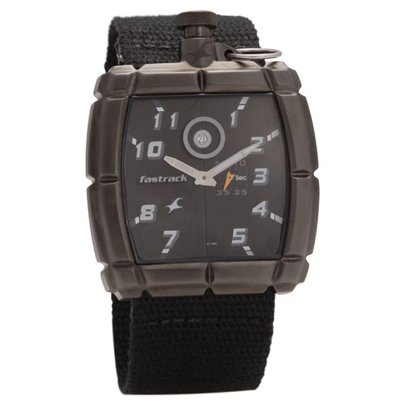 Fastrack Quartz Analog with Date Black Dial Canvas Strap Watch for Guys